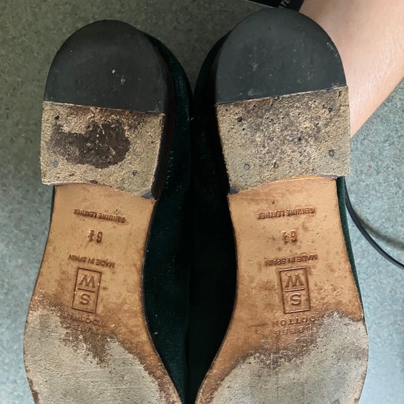 Stubbs & Wootton for J.Crew Velvet Slippers Loafers Green Sz 6.5 - Picture 3 of 3